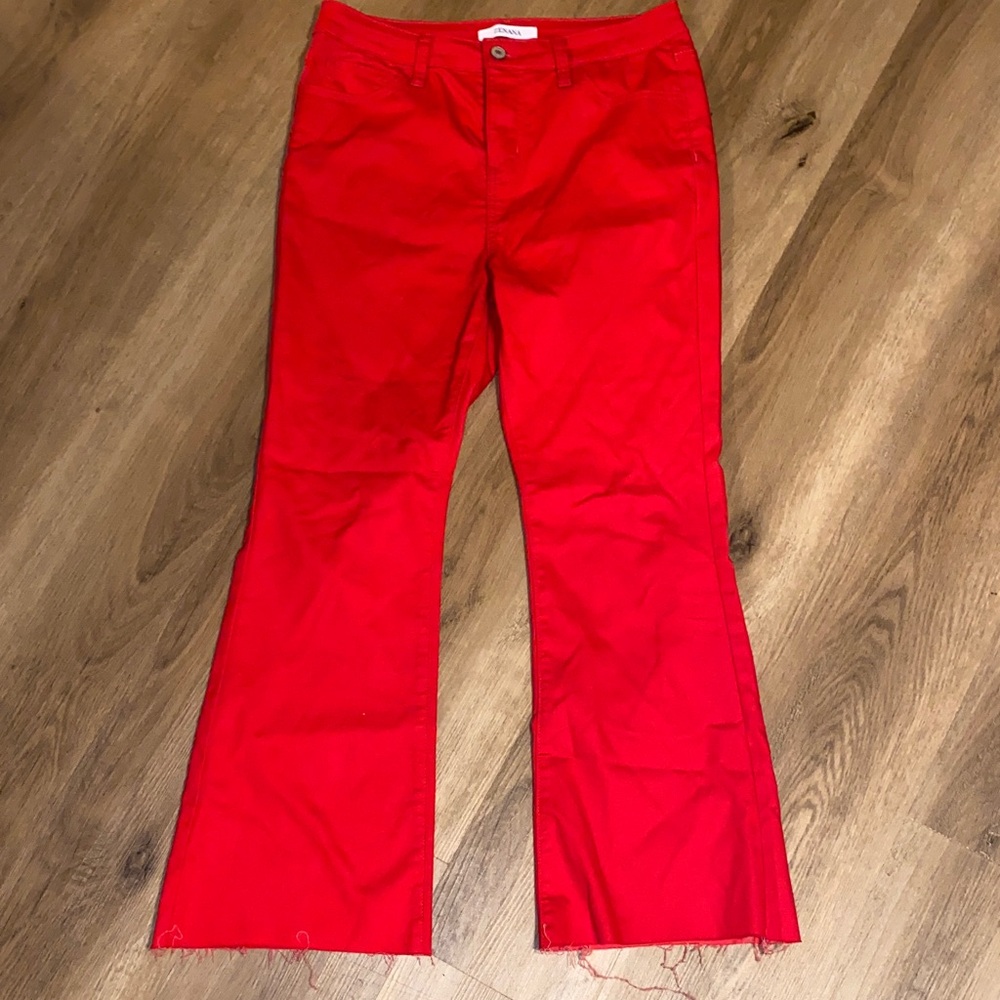 Zenana Outfitters Bold Red Flare Jeans